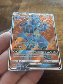 Pokemon Lucario GX 122/131 Sun & Moon Forbidden Light Holo Pokemon TCG Card Foil - Image 3