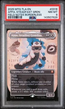 2025 MTG Avatar Appa, Steadfast Guardian Field Notes Borderless #316 PSA 8 - Image 1