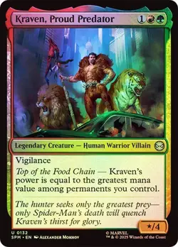 NM Foil Kraven, Proud Predator, MTG, Marvel's Spider-Man, Magic, 132 - Image 1