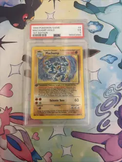 1999 Pokemon Base Set Machamp Holo 1st Edition #8/102 PSA 5 - Image 1