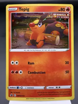 Tepig SWSH172 - Holo Rare - Sword & Shield Promo Pokemon Card Light Play - Image 1