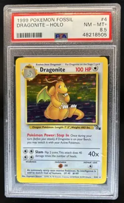 1999 Pokemon Fossil Dragonite #4/62 PSA 8.5 - Image 1