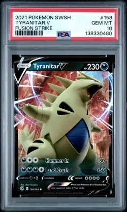 Tyranitar V 2021 Pokemon SWSH Fusion Stroke #158 - PSA 10 Gem Mint! - Image 1