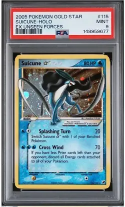 2005 POKEMON GOLD STAR SUICUNE HOLO EX UNSEEN FORCES 115/115 PSA 9 MINT - Image 1