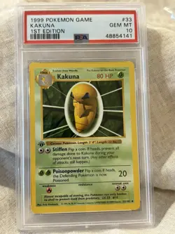 1999 Pokemon Base Set 1st Edition Kakuna PSA 10 Gem Mint - Image 1