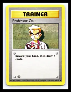 💥 Professor Oak 1st Edition Shadowless Base 1999 Pokemon TCG Non Holo # 88/102 - Image 1
