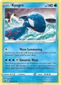 Kyogre 036/159 Holo Rare LP - Pokemon TCG Sword & Shield Crown Zenith CRZ - Image 4