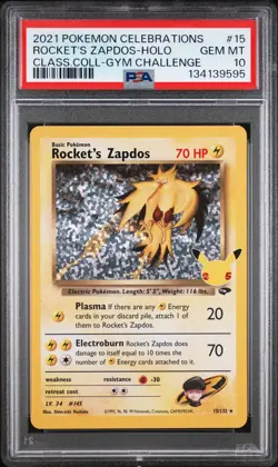 2021 POKEMON CELEBRATIONS CLASSIC COLL #15 ROCKET'S ZAPDOS-HOLO PSA 10 - Image 1