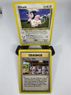 Pokemon TCG Miltank 41/111 AND Moo-Moo Milk 101/111 Pokemon Neo Genesis Set LP - Image 1