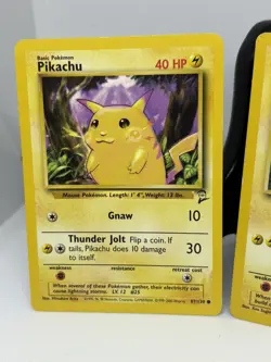 Pokemon TCG Pikachu 60/64 Jungle AND Pikachu 87/130 Pokemon Base Set 2 LP - Image 5