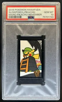 2016 Pokemon Hanafuda Slowpoike Luigi Pikachu Mario November PSA 10 Gem Mint - Image 1