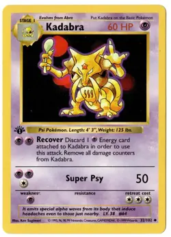 Pokemon TCG - Kadabra - 1st Edition Shadowless - 32/102 - NM/LP - Image 1