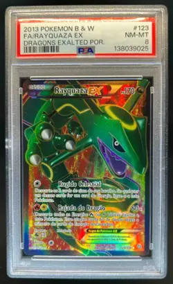 2013 Pokemon Black & White Dragons Exalted Rayquaza Full Art #123 PSA 8 - Image 1