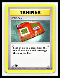 💥 Pokedex (1st Edition Shadowless Base Set) 1999 Pokemon TCG Non Holo # 87/102 - Image 1