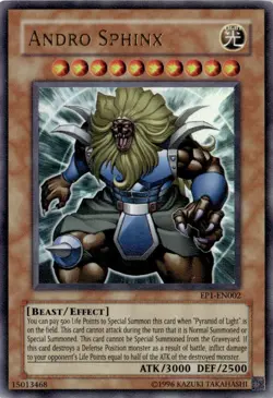 2004 Yugioh Pyramid of Light Movie Pack Andro Sphinx (Ultra Rare) #EP1-EN002 - Image 1