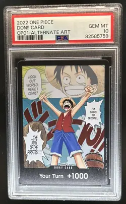 2022 One Piece Romance Dawn OP01 Don!! Card Monkey D. Luffy Alt Art NNO PSA 10 - Image 1