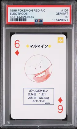 1996 POKEMON RED VERSION PLAYING CARDS 6 OF DIAMONDS #101 ELECTRODE PSA 10 - Image 1