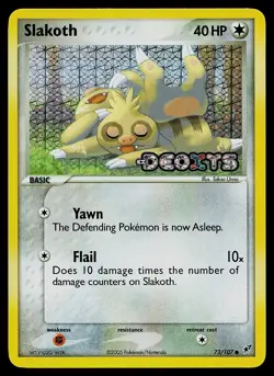 Pokemon Card - Slakoth Deoxys 73/107 Common Reverse Holo Stamped - Image 1
