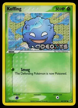 Pokemon Card - Koffing Deoxys 62/107 Common Reverse Holo Stamped - Image 1