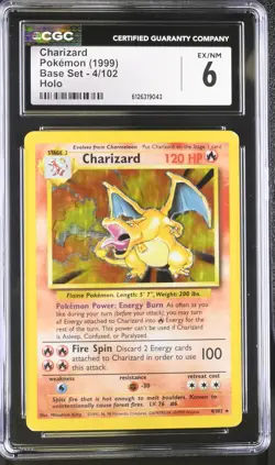CGC 6 Charizard 1999 Base Set 4/102 Holo Pokemon Card - Image 1