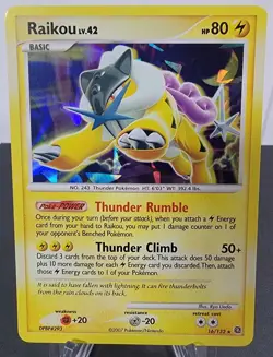 2007 Pokemon Secret Wonders: Raikou 16/132 Rare Card Cracked Ice Holo - LP+/NM - Image 1