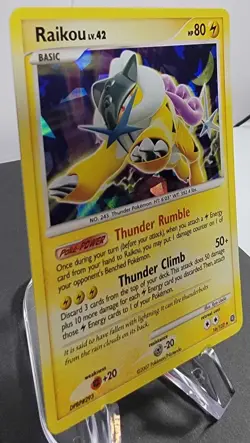 2007 Pokemon Secret Wonders: Raikou 16/132 Rare Card Cracked Ice Holo - LP+/NM - Image 2