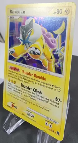 2007 Pokemon Secret Wonders: Raikou 16/132 Rare Card Cracked Ice Holo - LP+/NM - Image 3