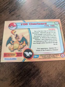 Topps Charizard Pokemon Card #06 Non-Holo Blue Label Logo - Image 3