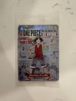 One Piece Monkey D Luffy US Voyage College Basketball Promo Card (Mint - Sealed) - Image 1