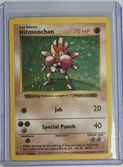 HITMONCHAN BASE SET RARE HOLO - FOIL POKEMON CARD 7/102 HP - Image 1
