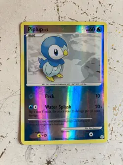 PIPLUP LV. 9 93/130 DIAMOND AND PEARL REVERSE HOLO POKEMON CARD LP - Image 1
