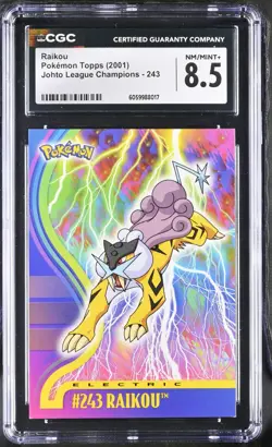 Pokemon Raikou CGC 8.5 + 8 Topps Johto League cards - Image 1