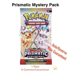 Pokemon Prismatic Evolutions Mystery Pack – 10 Cards – 1 Rare Guaranteed – LP/NM - Image 1