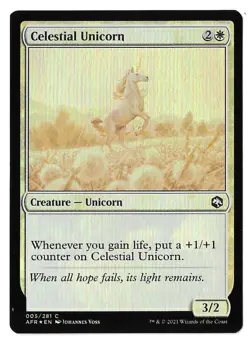 MTG Celestial Unicorn FOIL Adventures in the Forgotten Realms (AFR) 005 Unplayed - Image 1