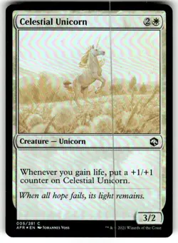 FOIL MTG NM Celestial Unicorn Adventures in the Forgotten Realms Regular - Image 1