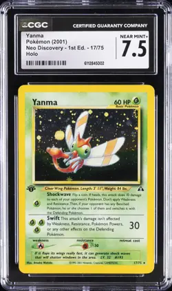 2001 POKEMON NEO DISCOVERY HOLO #17/75 YANMA CGC 7.5 - Image 1