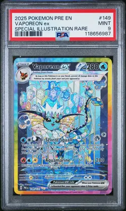 2025 POKEMON PRISMATIC EVOLUTIONS SPECIAL ILLUSTRATION RARE VAPOREON EX PSA 9 - Image 1
