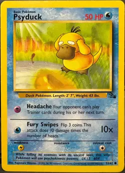 Psyduck 53/62 Fossil Pokemon TCG 1999 HP - Image 1