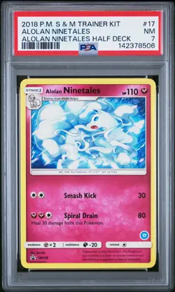 2018 POKEMON SUN & MOON TRAINER KIT #17 ALOLAN NINETALES PSA 7 - Image 1