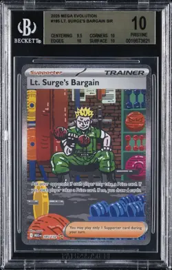 2025 POKEMON MEGA EVOLUTION #185 LT. SURGE'S BARGAIN BGS 10 - Image 1