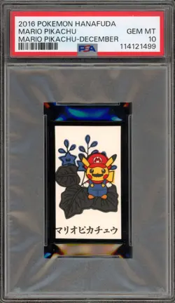 Pokemon Hanafuda Mario Pikachu December PSA 10 Gem Mint - Image 1