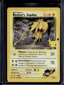 2021 Pokemon SWSH Celebrations Rocket's Zapdos Classic Collection #15/132 - Image 1