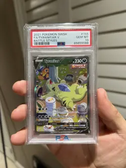 Pokemon Tyranitar V Full Art Battle Styles Holo Ultra Rare #155 PSA 10 - Image 1
