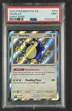 SNORLAX PSA 9 2024 POKEMON PALDEAN FATES PAF EN #202/091 SHINY RARE 277 - Image 1