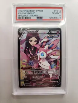 2022 POKEMON SWORD & SHIELD BRILLIANT STARS #TG14 FULL ART/SYLVEON V PSA 10 - Image 1