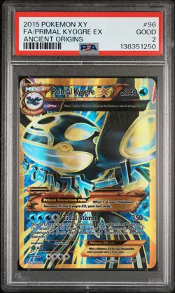 2015 POKEMON XY ANCIENT ORIGINS #96 FULL ART/PRIMAL KYOGRE EX PSA 2 - Image 1