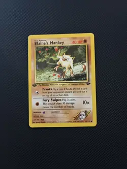 Pokemon TCG Blaine's Mankey 1st Edition 63/132 Gym Challenge 2000 LP/MP - Image 1