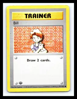 💥 Bill Trainer (1st Edition Shadowless) 1999 Pokemon TCG Non Holo # 87/102 - Image 1