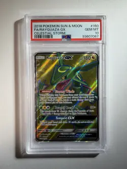 Pokemon Rayquaza GX Full Art 160/168 Sm-Celestial Storm Holo Ultra Rare PSA 10 - Image 1