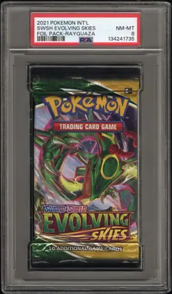 Pokemon Evolving Skies Rayquaza Art Authentic Graded Sealed Booster Pack PSA 8 - Image 1